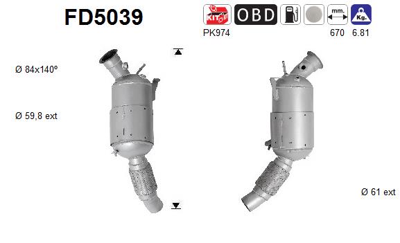 Filtru funingine/particule, sist.de esapament FD5039 AS