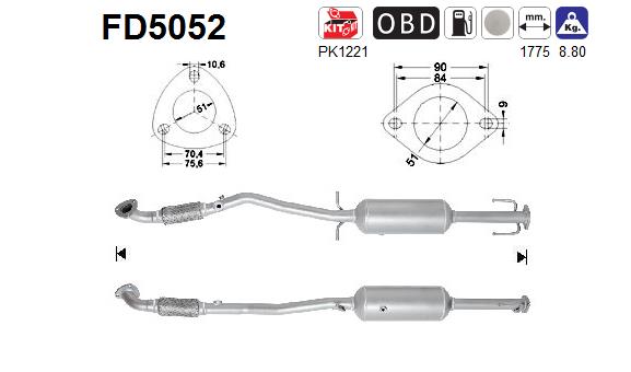 Filtru funingine/particule, sist.de esapament FD5052 AS