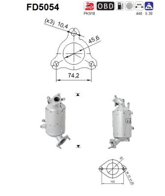 Filtru funingine/particule, sist.de esapament FD5054 AS