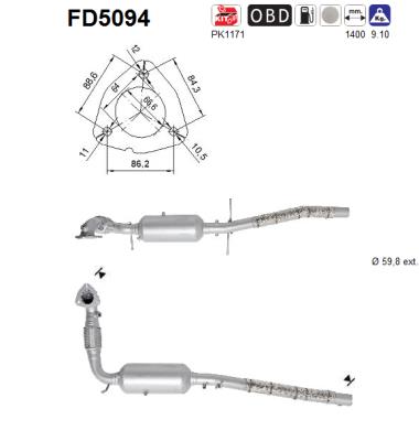 Filtru funingine/particule, sist.de esapament FD5094 AS