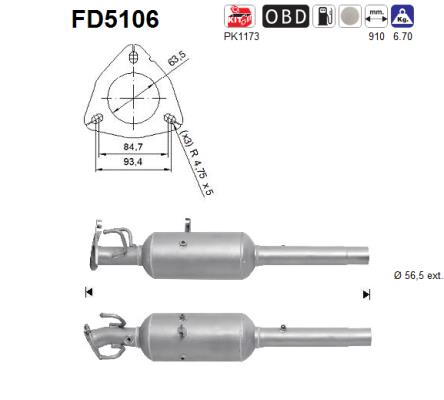 Filtru funingine/particule, sist.de esapament FD5106 AS