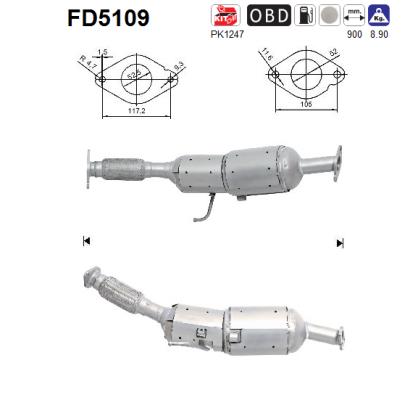 Filtru funingine/particule, sist.de esapament FD5109 AS