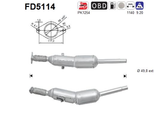 Filtru funingine/particule, sist.de esapament FD5114 AS