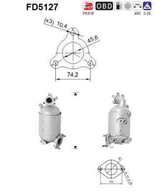 Filtru funingine/particule, sist.de esapament FD5127 AS