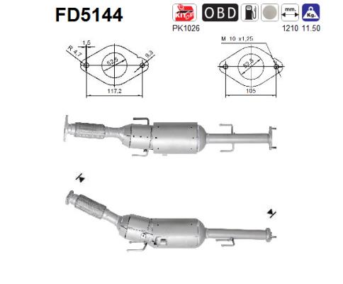 Filtru funingine/particule, sist.de esapament FD5144 AS