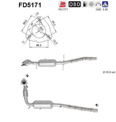 Filtru funingine/particule, sist.de esapament FD5171 AS