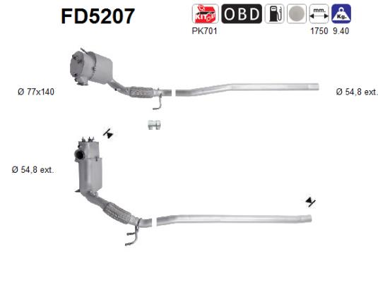 Filtru funingine/particule, sist.de esapament FD5207 AS