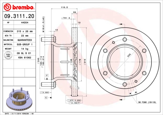 Disc frana 44004 AP