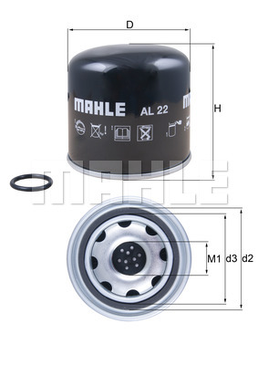 Element filtrant uscator aer, compresor AL 22 MAHLE