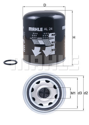 Element filtrant uscator aer, compresor AL 24 MAHLE