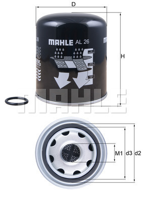 Element filtrant uscator aer, compresor AL 26 MAHLE