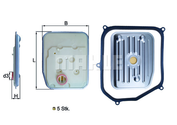 Filtru hidraulic, cutie de viteze automata HX 147KIT MAHLE