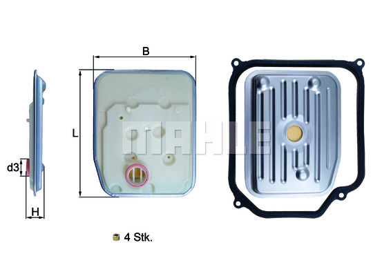 Filtru hidraulic, cutie de viteze automata HX 147KIT1 MAHLE