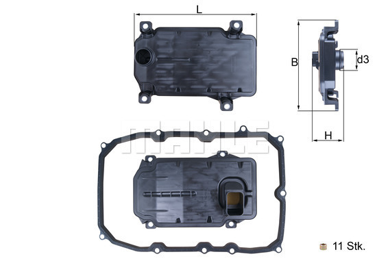 Filtru hidraulic, cutie de viteze automata HX 187KIT MAHLE