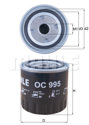 Filtru ulei OC 995 MAHLE