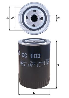 Filtru ulei OC 103 MAHLE