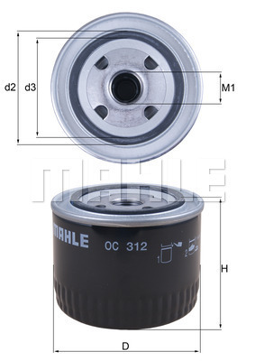 Filtru ulei OC 312 MAHLE