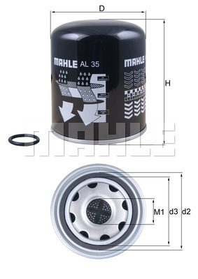 Element filtrant uscator aer, compresor AL 35 MAHLE