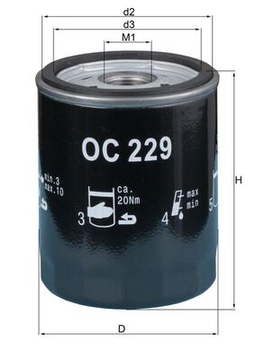 Filtru ulei OC 229 MAHLE