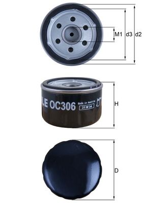 Filtru ulei OC 306 MAHLE