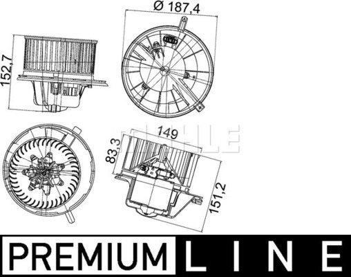 Ventilator, habitaclu AB 148 000P MAHLE