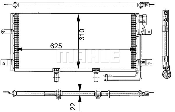 Condensator, climatizare AC 332 000S MAHLE