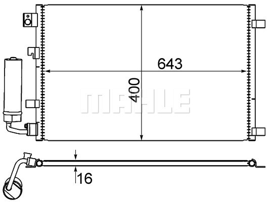 Condensator, climatizare AC 604 001S MAHLE