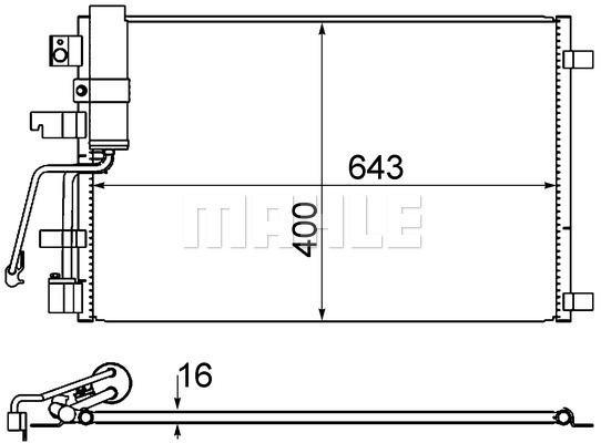 Condensator, climatizare AC 607 001S MAHLE