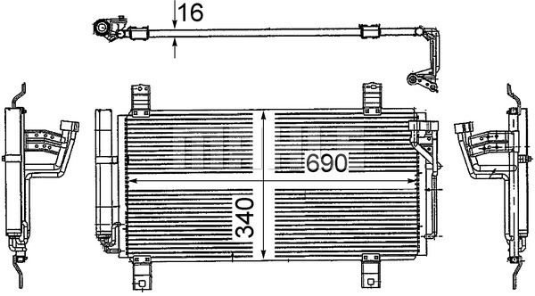 Condensator, climatizare AC 714 000S MAHLE