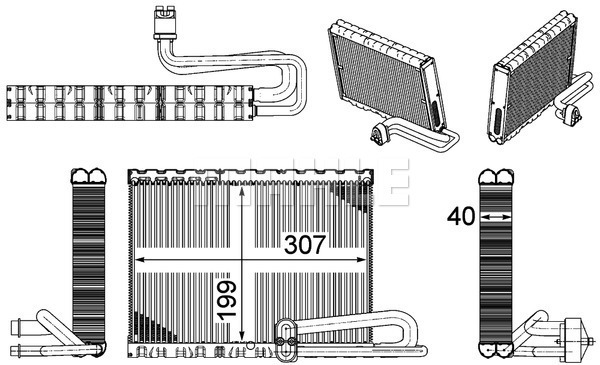 Evaporator,aer conditionat AE 121 000P MAHLE