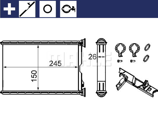 Schimbator caldura, incalzire habitaclu AH 242 000S MAHLE