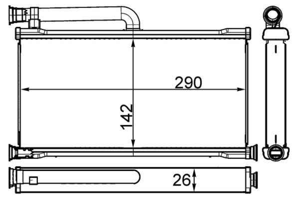 Schimbator caldura, incalzire habitaclu AH 261 000S MAHLE