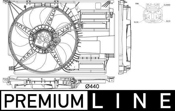 Ventilator, radiator CFF 402 000P MAHLE