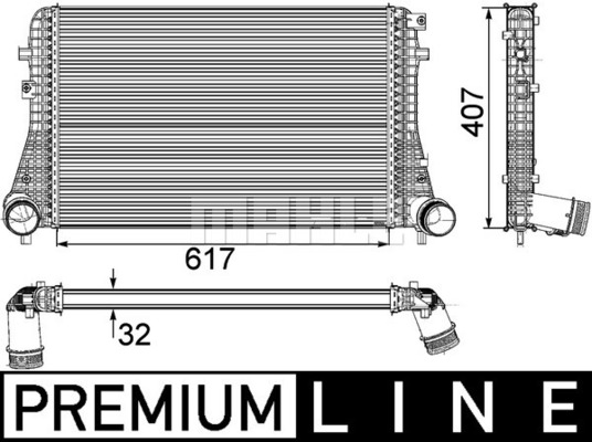 Intercooler, compresor CI 208 000P MAHLE