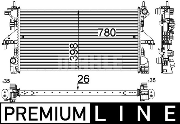 Radiator, racire motor CR 808 000P MAHLE