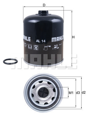 Element filtrant uscator aer, compresor AL 14D MAHLE