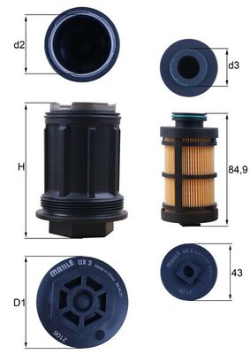 Filtru aditiv UX 3KIT MAHLE