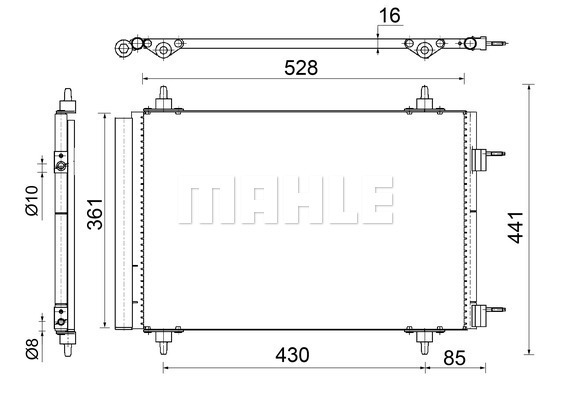 Condensator, climatizare AC 554 000S MAHLE