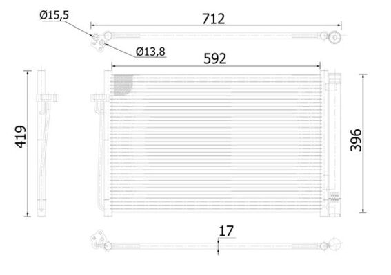 Condensator, climatizare AC 344 000S MAHLE