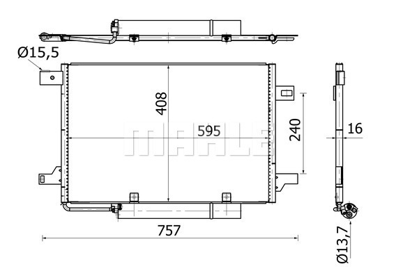 Condensator, climatizare AC 369 000S MAHLE