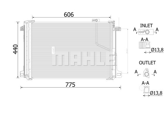 Condensator, climatizare AC 786 000S MAHLE