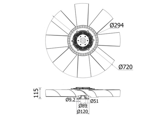 Ventilator, radiator CFF 412 000S MAHLE