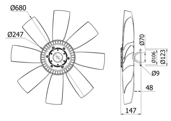 Ventilator, radiator CFF 434 000S MAHLE