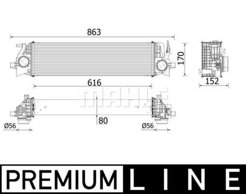 Intercooler, compresor CI 554 000P MAHLE