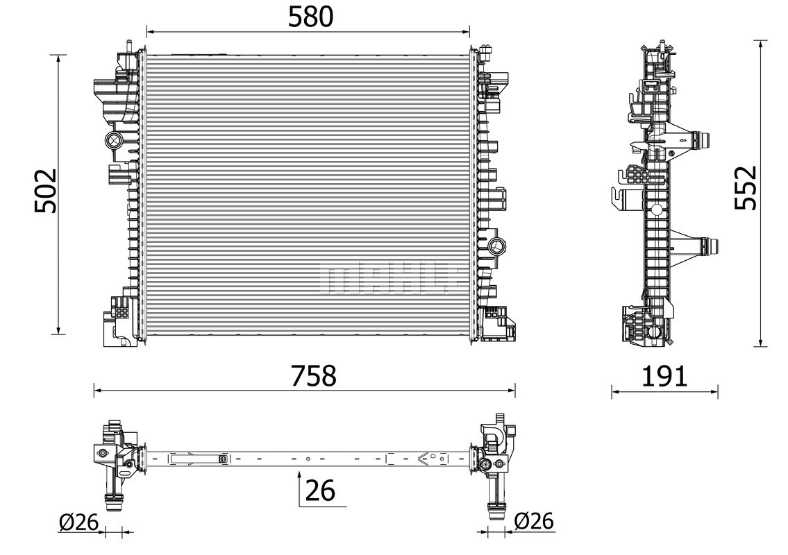 Radiator, racire motor CR 2598 000P MAHLE