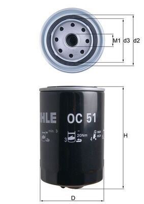 Filtru ulei OC 51 MAHLE
