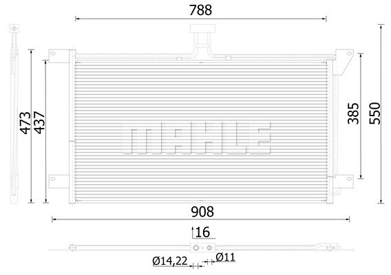 Condensator, climatizare AC 288 001S MAHLE