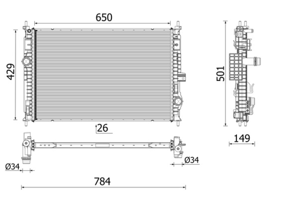 Radiator, racire motor CR 2710 000P MAHLE