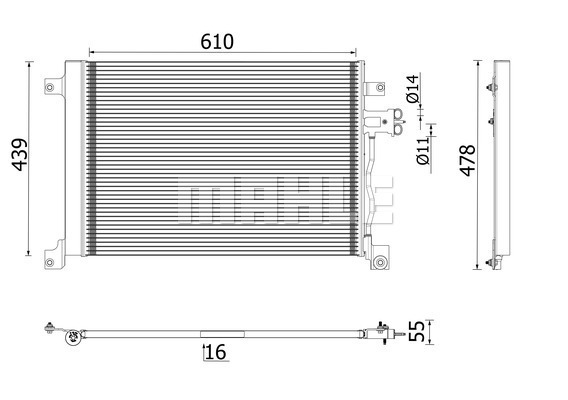 Condensator, climatizare AC 670 001P MAHLE