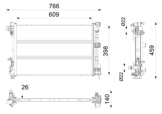 Radiator, baterie de antrenare CRE 9 000P MAHLE